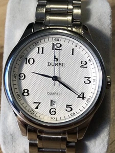 BUREI Men's Stainless Steel Band Fashion Watch Quartz Wristwatch New Battery - Picture 1 of 14