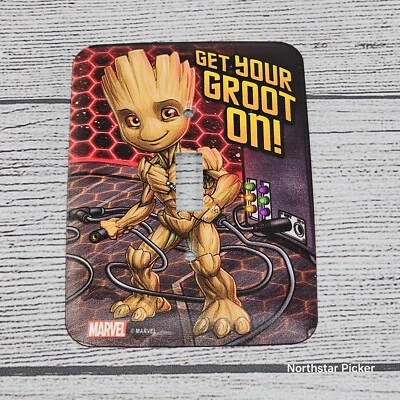 НОВАЯ металлическая настенная пластина с одним переключателем «ВКЛЮЧИТЕ СВОЙ ГРУТ!» Marvel от Open Road - Изображение 1 из 2