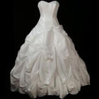 David's Bridal Wedding Dress 10 White Satin Corset Ruffles Pearls Bling  $799