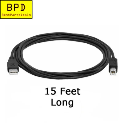 15FT A Male to B Male Printer Scanner USB Cable BLACK - Image 1 of 2