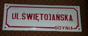 altes Emailschild UL.SWIETOJANSKA, GDYNIA Straßenschild Polen,gewölbt TOP !!! - Bild 1 von 4