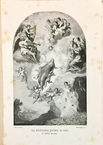 1897 STAMPA LA MADDALENA PORTATA IN CIELO Zuccari - Imagen 1 de 1