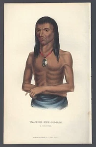 Impresión de retrato de McKenney & Hall coloreada a mano primera octavo WA-BISH-KEE-PE-NAS 1848 - Imagen 1 de 3