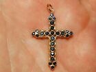 3Ct Round Simulated Blue Sapphire Cross Pendant 14K Yellow Gold Plated Silver