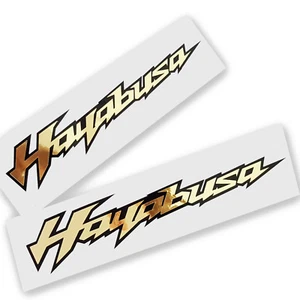 Hayabusa motorcycle decals custom graphics gold chrome on black x 2 - Picture 1 of 3