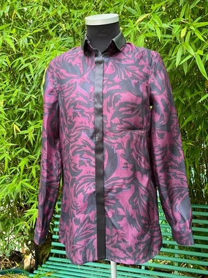 Camisa Burberry muestra rara con cuello de cuero extraíble Reino Unido talla 6 nueva con etiquetas Foto 1 de 4