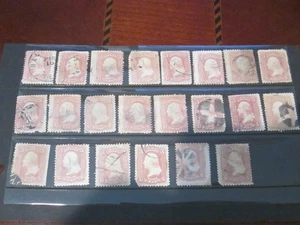 USA Briefmarken Scott #65, drei Cent Washington gebraucht diverse Stempel Lot 22 Stück - Bild 1 von 1
