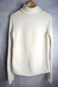 Uniqlo +J Jil sander cream rib wool blnd turtleneck jumper Sz S EUC - Picture 1 of 11