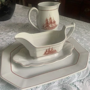 FLYING CLOUD Wedgwood 3 pc Serving Set ~ Platter ~ Gravy Boat ~ Pitcher - Picture 1 of 8