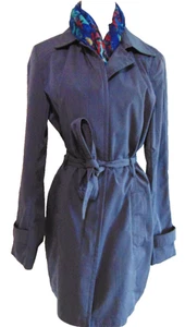 LONDON FOG WOMENS HEATHER PURPLE RAIN COAT TRENCH COAT FLORAL SCARF~M - Picture 1 of 8