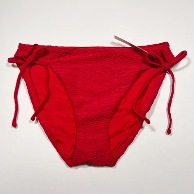 Parte inferior de bikini Victoria Secret mediana M clásica DOBLE corbata lateral roja texturizada Foto 1 de 4