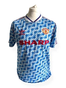 Manchester United 1990-92 Away Shirt Reproduction Retro Adidas "Sharp" Jersey L - Picture 1 of 24