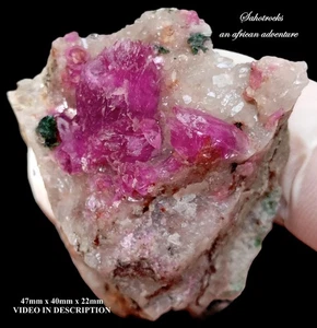 Cobaltoan calcite malachite and quartz - Mashamba West mine DRC Congo - Picture 1 of 12