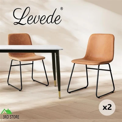 Levede 2x Dining Chairs Kitchen Table Chair Lounge Room Retro Padded Seat PU - image 1 of 4