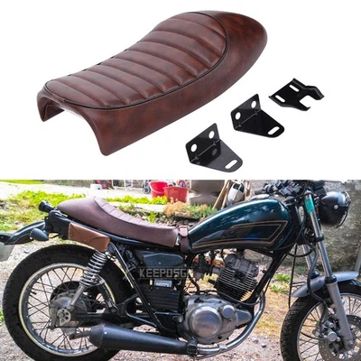 Driver Seat Solo Saddle For Yamaha SR 125 150 250 400 500 Cafe Racer Dark Brown - Image 1 of 4