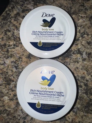 Lote de 2 Dove Body Love Crema Nutritiva Rica 2.53 OZ Tamaño de Viaje Bañera Cara Cuerpo Foto 1 de 2