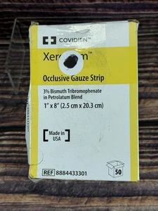 Xeroform Petrolatum Dressing 1"X8" Pack of 50, Non-Adherent Occlusive Fine Mesh - Picture 1 of 4