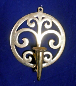 VINTAGE EINZELNER FLEUR DE LIS MESSING KERZENLEUCHTER - Bild 1 von 4