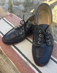 Rare scarpe da barca Quoddy Amazonas taglia 11D. Blu Navy Made In Maine - Foto 1 di 7