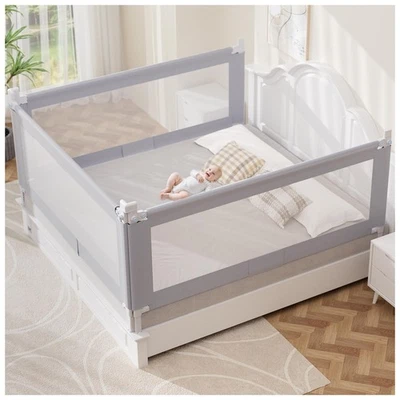 Rieles de cama Queen para niños pequeños - Protector de riel de cama plegable para bebé con bloqueo para niños H... Foto 1 de 4