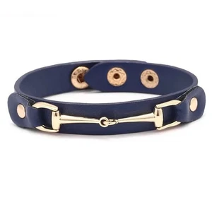 AWST Int'l Vegan Leather Bracelet w/Gold Tone Snaffle Bit - Picture 1 of 8