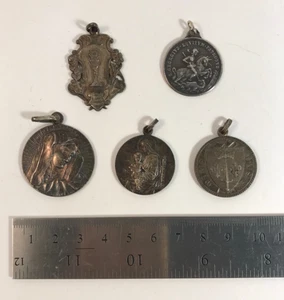 Lot of 5 antique religious silver sterling medals - Bild 1 von 12