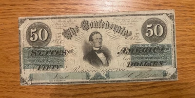 1861 $50 CSA banknote T-16 , scarce - Image 1 of 4