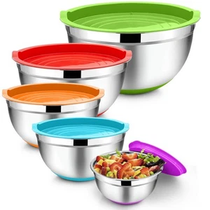 Mixing Bowls with Lids Set, 1/1.5/2.5/3.5/7 QT, Stainless Steel Large Metal N... - Picture 1 of 7