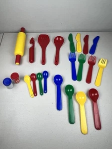 22 Piece Lot of Pretend Play Utensils Rolling Pin Spatula Spoon Fork Baking - Picture 1 of 8