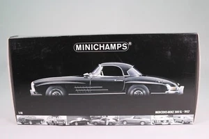 LE1020 MINICHAMPS 180039040 Voiture 1/18 Mercedes Benz 300SL hard top 1957 noire - Imagen 1 de 12