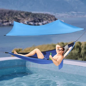 Camping Hammock with Mosquito Net Tent and Rain Fly Tarp for Backpacking Blue US - Picture 1 of 24