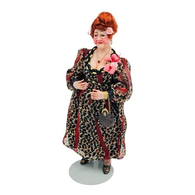 Artesanal MARCIA BACKSTROM Leopardo Dama Casa de Muñecas Miniatura De Pie RARA Foto 1 de 4
