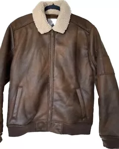 Rainforest Men's Bomber Jacket Faux Shearling Sand Nubuck, Size M, Brown - Picture 1 of 11