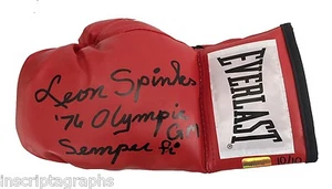 Leon Spinks Signed Boxing Glove #D/10 Inscribed "76 Olympic GM & Semper Fi" Ali - Foto 1 di 5