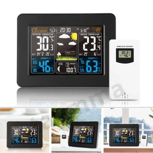 Digital LCD Indoor Outdoor Weather Station Clock Calendar Thermometer Wireless - Picture 1 of 14