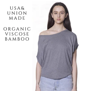 Women's Viscose Bamboo Organic Cotton Top Short Sleeve Cloudburst Grey - Picture 1 of 3