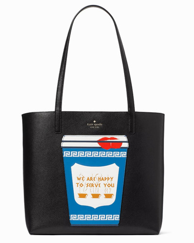 Nuova borsa Kate Spade Coffee Break grande in pelle nera multi con sacchetto antipolvere