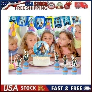 28pc AQUAMAN Party Supplies Banner Cake Topper Cupcake Toppers - Picture 1 of 13