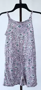 Girls Lavender Floral Sleeveless One Piece Romper Size L 10-12 NEW - Picture 1 of 3