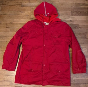 Vintage Apache Red Coat - MEDIUM - Talon Zipper Hood Lined Jacket Western Hoegee - Picture 1 of 24