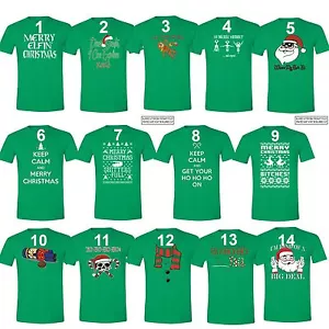 UGLY CHRISTMAS SWEATER Vacation Santa Funny unisex Men Women Family T-shirt GRN - Picture 1 of 16
