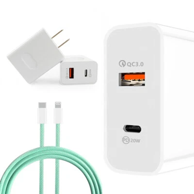 Cargador de pared rápido 20W QC 3.0 PD adaptador de corriente para iPhone 13/12/11 Pro Max iPads Foto 1 de 2