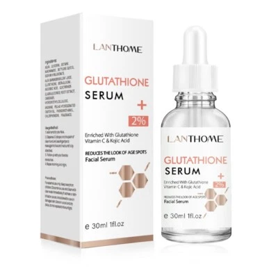 LANTHOME Glutathione Face Neck Skin Whitening Serum,Freckle Dark Spots Removal Serum UK