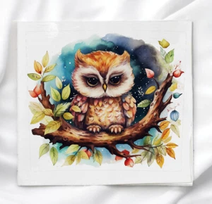 Baby Eule auf Glied Stoff Panel zum Quilten Basteln Nähen Quilt Block - Bild 1 von 2