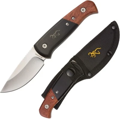 Browning Fixed Knife 3" Stainless Full Tang Drop Blade Black/Brown Wood Handle - Image 1 of 4