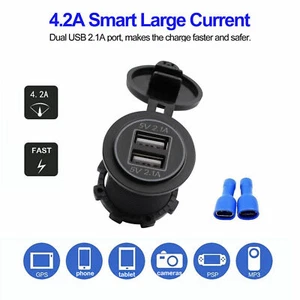 12V Car Cigarette Lighter Socket Dual 2.1A USB Port Charger Power Outlet Adapter - Picture 1 of 11