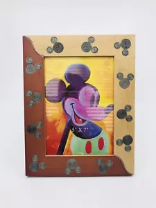 Disneyland Resort MICKEY MOUSE Picture Photo Frame 5”x7” Wood Metal Ears - Picture 1 of 6
