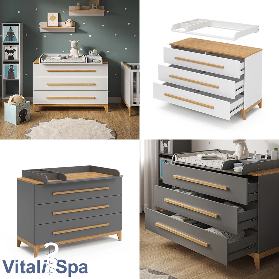 Wickelkommode Malia XL 133 x 98 cm Eiche, Wickeltisch VitaliSpa