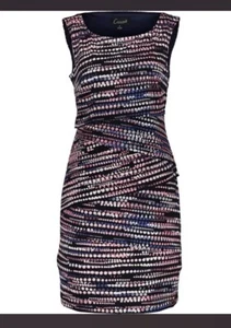 CONNECTED APPAREL Multicoloured Pink Blue Layered Dotted Sheath Dress Size UK 20 - Picture 1 of 11