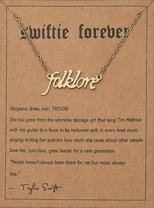 SWIFTIE FOREVER Taylor Swift Antique Gold Necklace FOLKLORE Pendant 17" - Picture 1 of 1